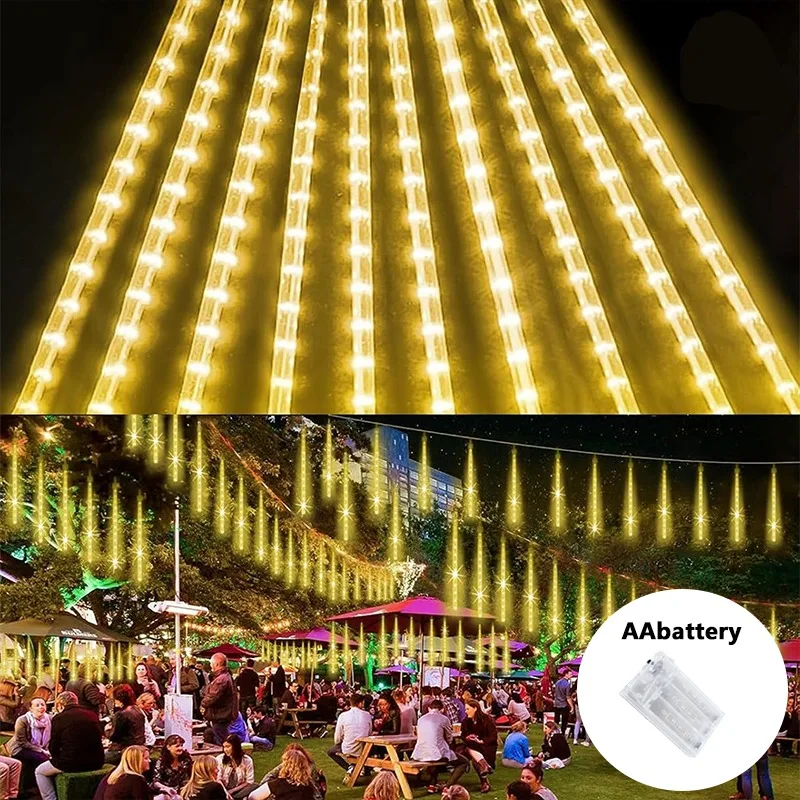 LED النيزك دش ضوء AA بطارية تعمل بالطاقة النيزك دش لقضاء عطلة عيد الميلاد ديكور المنزل حفل زفاف مصباح حديقة