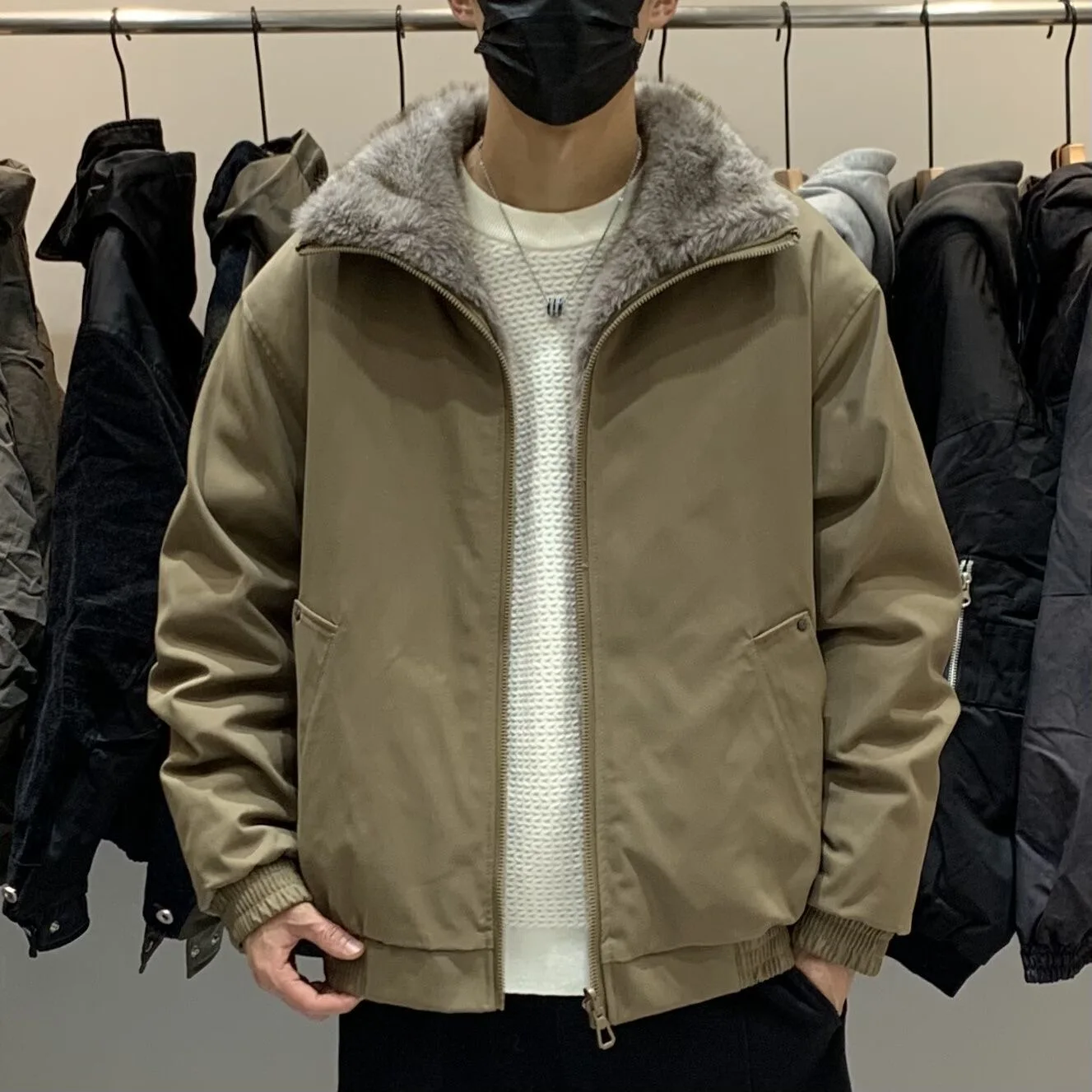 

Winter New Fashion Trend Solid Color Plus Plush Thick Warm Cotton Jacket For Men's Casual Loose Sports High-Quality Jacket L-5XL