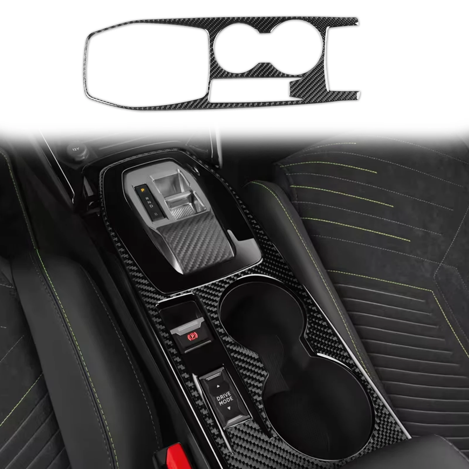 For Peugeot 208 2020-2025 Carbon Fiber Window Regulator Switches Door Trim Strips Headlight Switch Interior Accessories Stickers