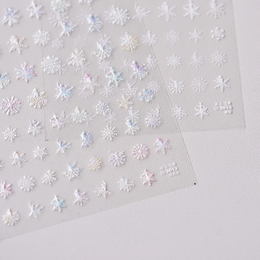 Romantic 5D Snowflake & Ballerina Girl Nail Stickers High Quality Embossing Adhesive Art Decals Manicure Accessories