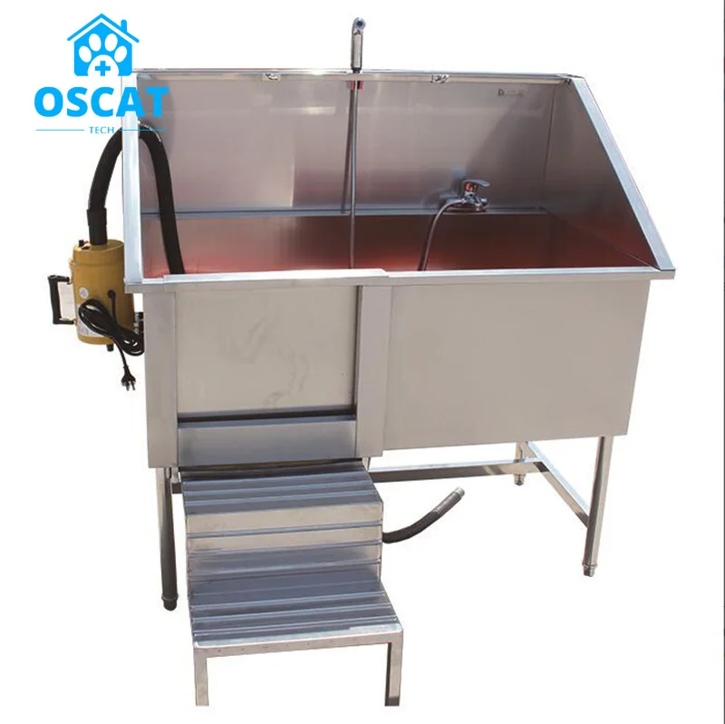 OSCAT EURPET Veterinary Pet Grooming Bathtub Spa Mobile Door And Blower Vet Bathing Pool Cleaning Dog Bathtub Sinks