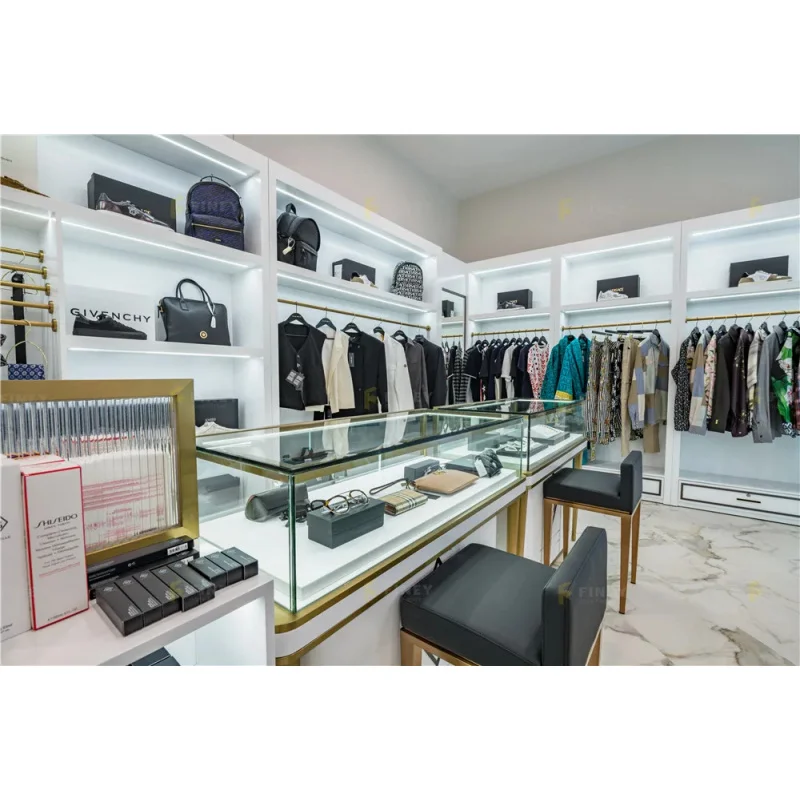 custom.Fashion Retail Boutique Shop Wall Cabinet Furniture Custom Wooden Clothes Display Racks Clothing Design
