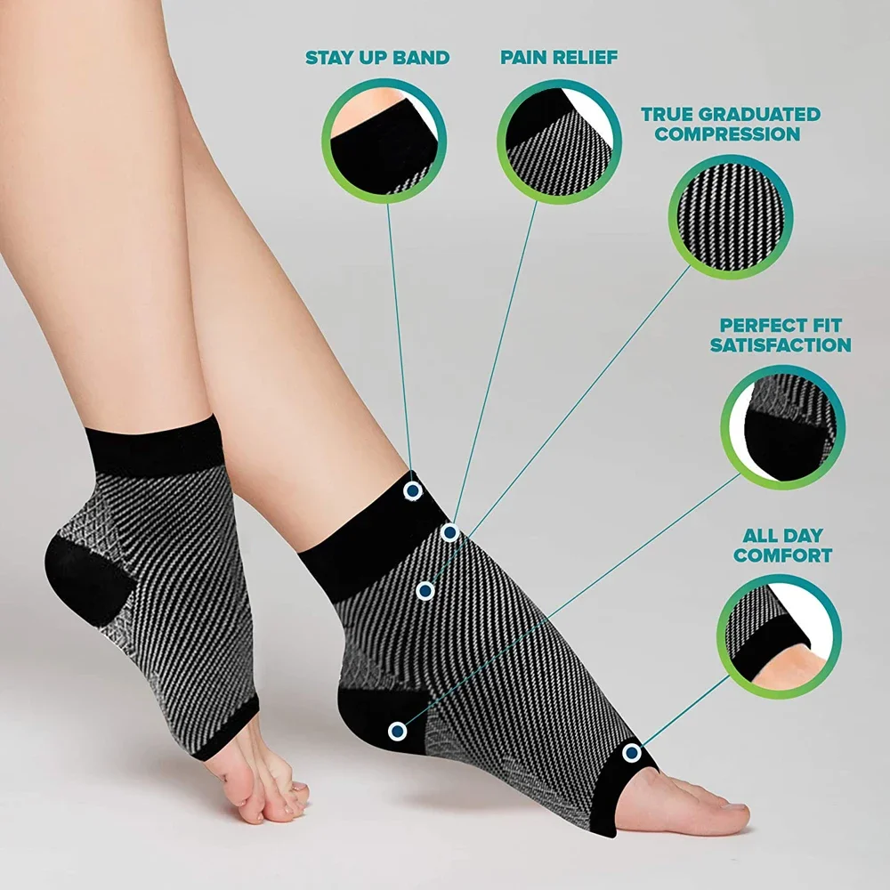 1Pair Ankle Compression Sleeve Open Toe Ankle Compression Socks Plantar Fasciitis Socks for Men Women,Neuro Socks for Joint Pain
