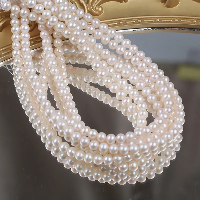 

Natural Freshwater Pearl 6-6.5mm AAAA White Round Loose Bead Jewelry Make DIY Necklace Bracelet Accessory Women Wedding Gift