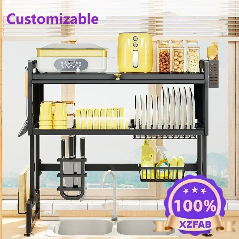 Factory Direct 2026 Practical Over Sink Countertop Kitchen Storage Shelf Multifunctional Organizer Cabinet Door Sink Shelf Metal
