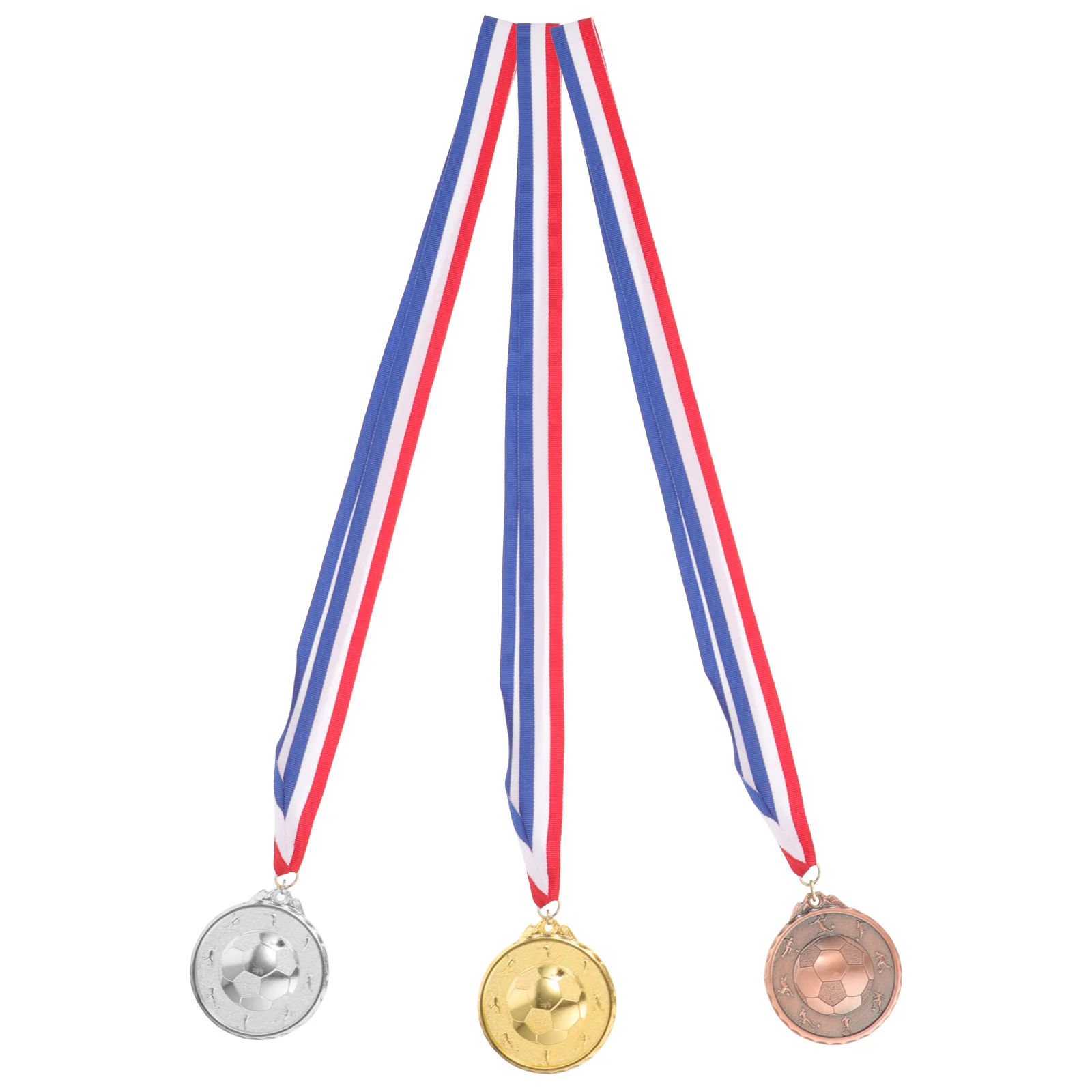

3Pcs Football Medal Zinc-Aluminium Alloy Smooth Edge Award for Teens Competition Party Game Decorative Metal Medal