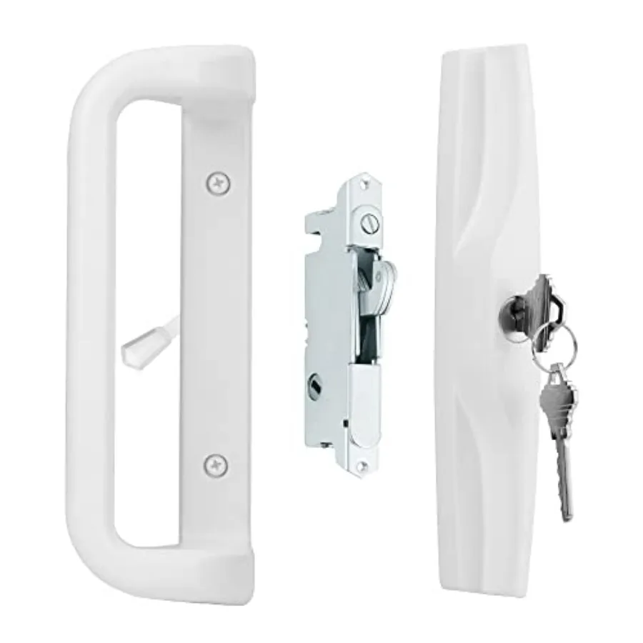 

Sliding Patio Door Handle Set with Key Cylinder, 3-15/16" Screw Hole Spacing, Replacement Handle Lock Set for Selected Sliding