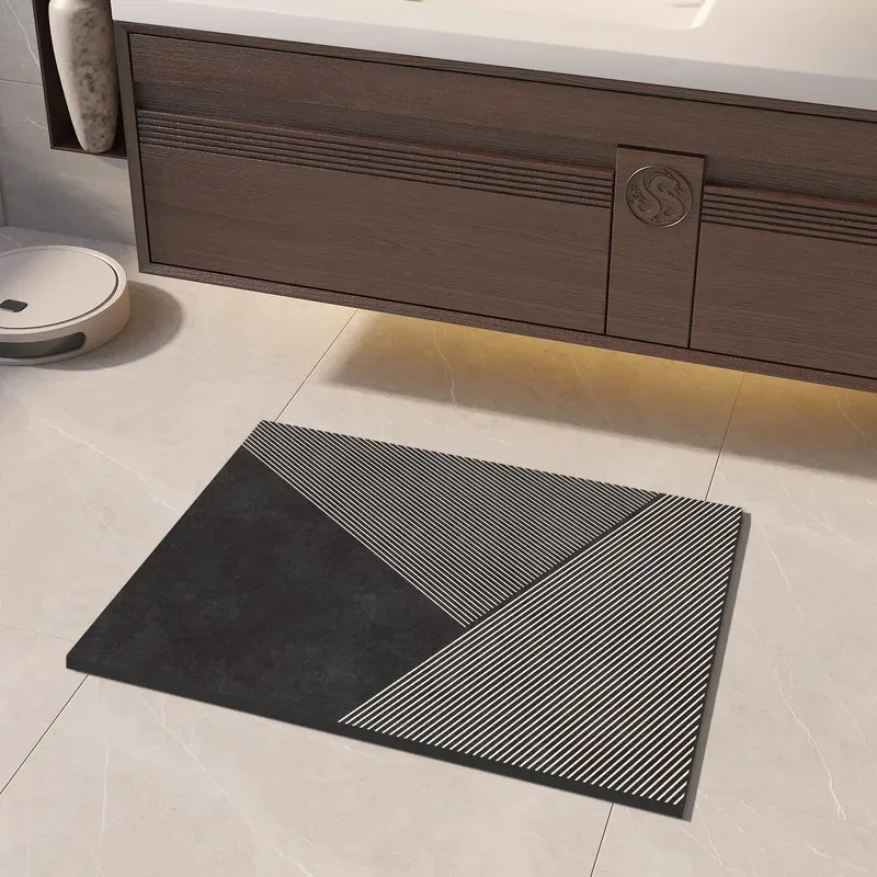 VIKAMA Diatomit-Badematte Superabsorbierend Schnelltrocknend Rutschfeste Badezimmermatte Duschvorleger Toilettenbodenmatte Haustürmatte