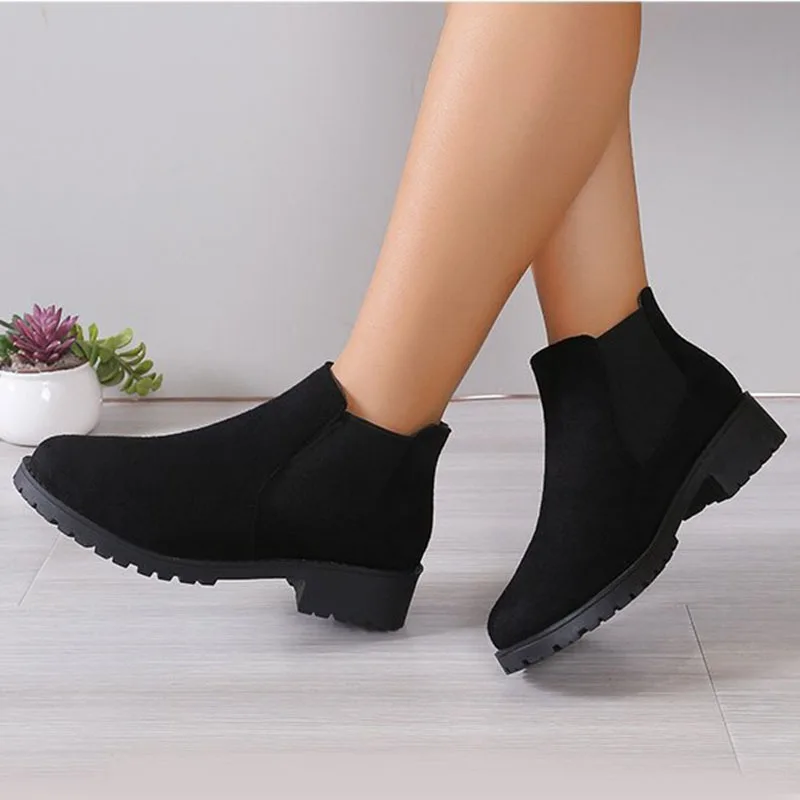 2024 Jesień Zima Nowe Kobiety Chelsea Booties Flat Female Short Tube Platform Retro Suede Casual Botas Shoes Woman Ankle Boots