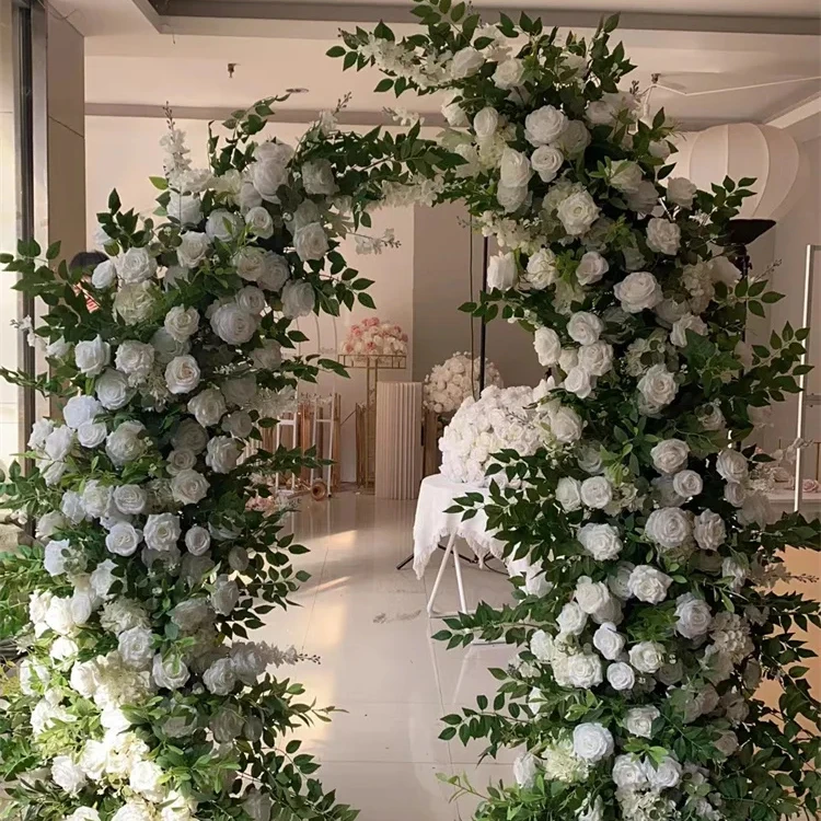 

QSLH-F513-Customized White and Greenery Backdrop Wedding Arch Artificial Flowers for Wedding Arrangement Decor