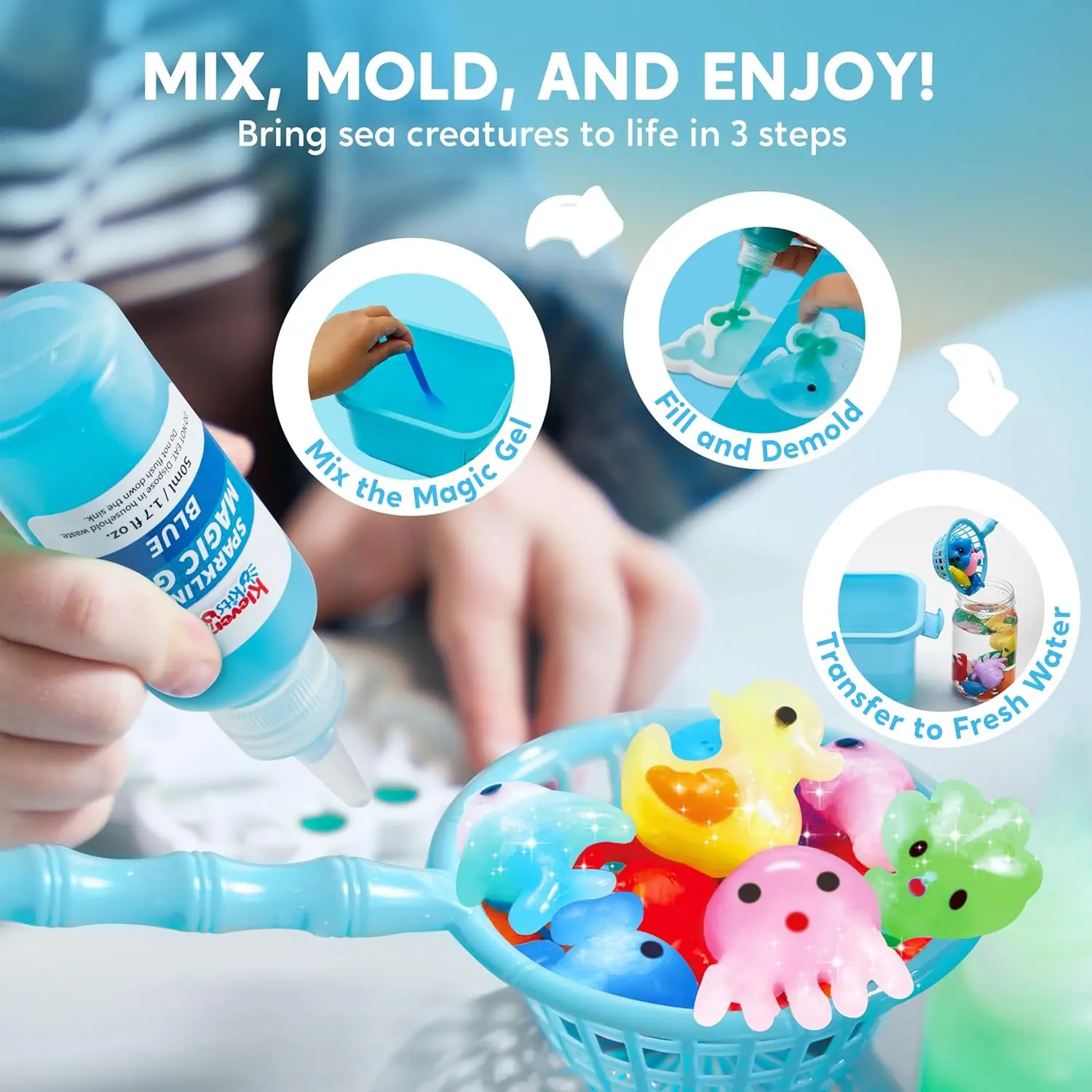 Joyfy kit de gel de água fada mágica kit de brinquedo de gel de água com 10 géis garrafa de preservação para crianças presentes festa favores presentes de aniversário