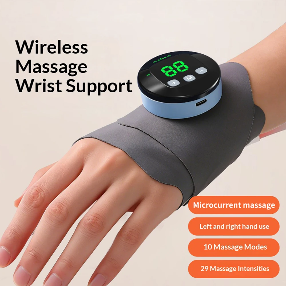 Cordless Wristband for Carpal Tunnel Muscle Fatigue Relief Belt 10 Modes 29 Levels EMS Microcurrent Wrist Guard Hand Massager