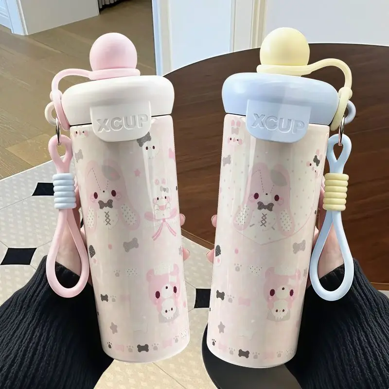 Gloomy Bear Schwimmender Ball Thermosflasche mit hohem Farbwert, Animations-Cartoon-Druck, große Kapazität, tragbarer Edelstahl-Kaffeebecher – Detail 3
