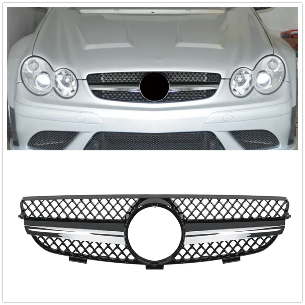 For Mercedes Benz CLK Class W209 CLK63 CLK550 CLK320 2003-2009 Front Grills Grille Upper Bumper Hood Mesh Air Intake Grille