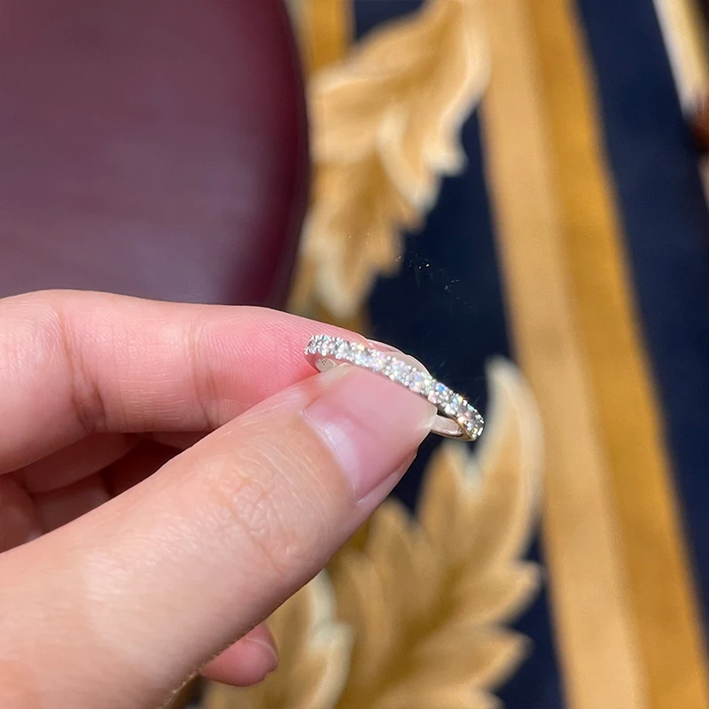 ANZIW 2 Karat ganz Moissanit-Ring, Braut-Sets, Silber 925, Solitär, Verlobung, Eheringe und stapelbare Ewigkeitsringe für Frauen – Detail 11