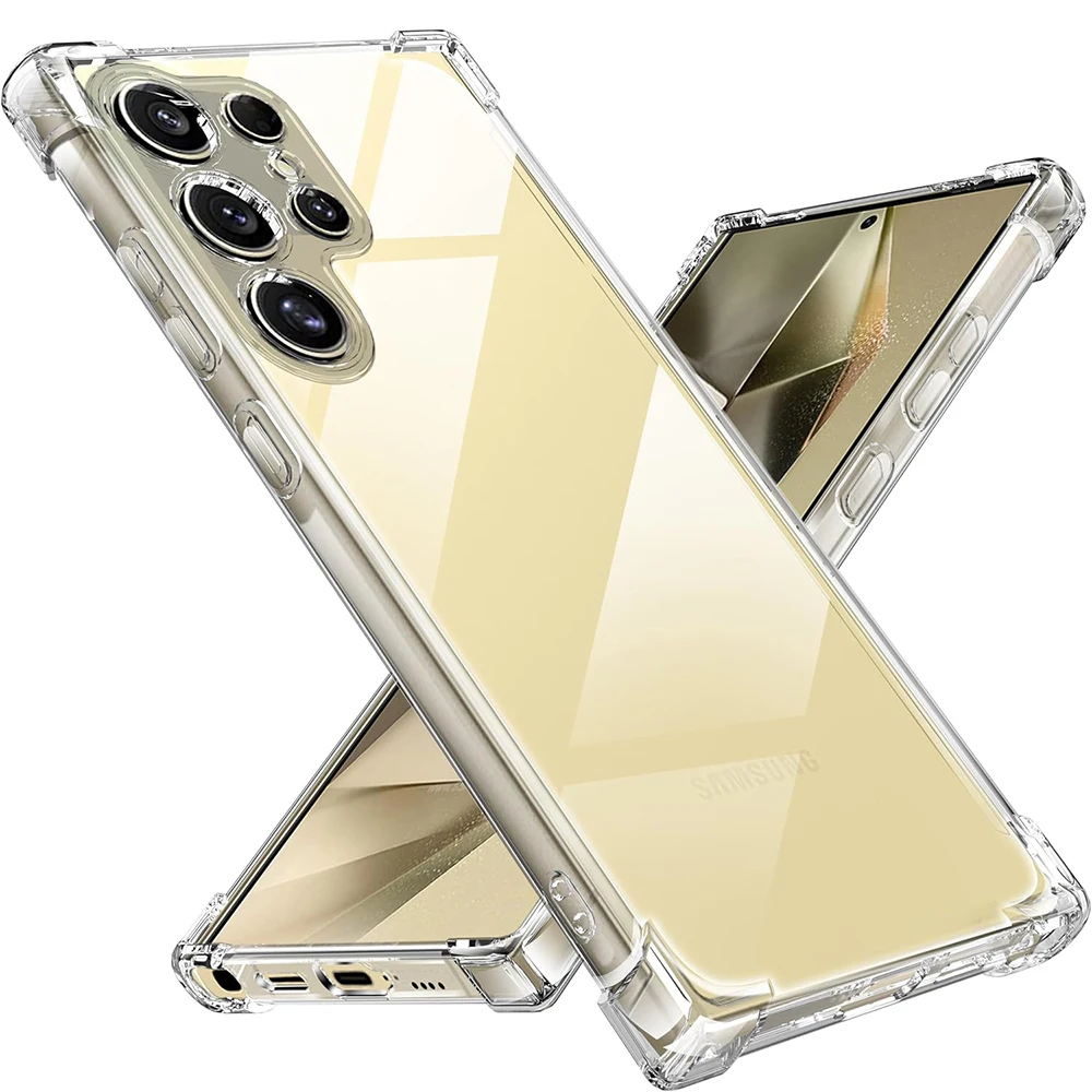 

Luxury Silicone Soft Case For Samsung Galaxy S25 Edge S24 S23 S21 FE S22 Ultra Plus S25+ S24+ Shockproof Clear Cover Slim Shell