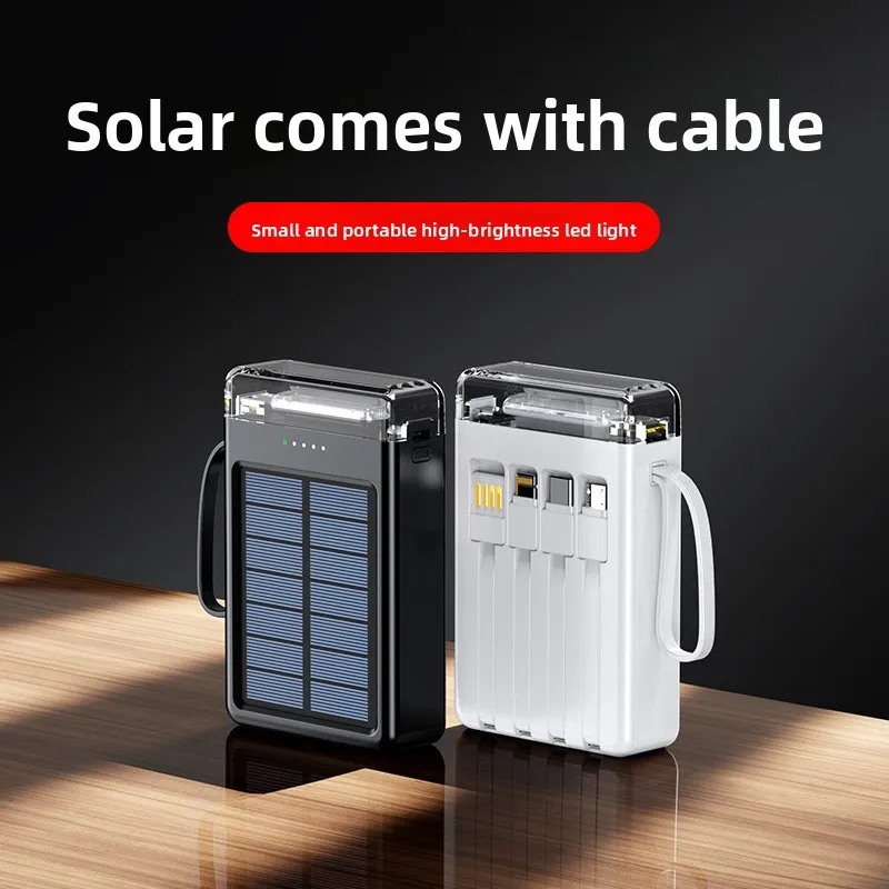 

Mini Power Bank with Built-In Cable 20000 Mah Large Capacity Portable Lighthouse Solar Power Bank