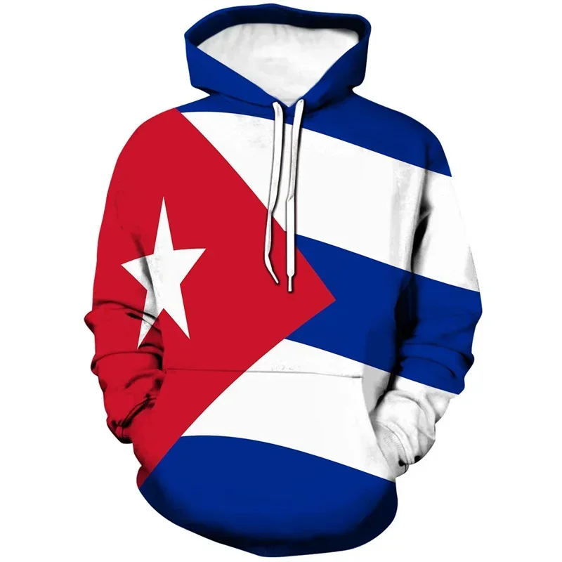 2024-2025 Cuban Flag hat 3D printed men's new clothes Women's long-sleeved sweatshirt pullover Fashion sports run  hoodie