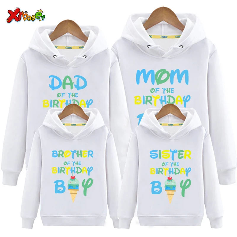 

Ice Cream Birthday Boy Sweatshirt Matching Family Birthday Hoodies KIDS Family Custom Name Outfits Matching Sweatshirt Hoodie