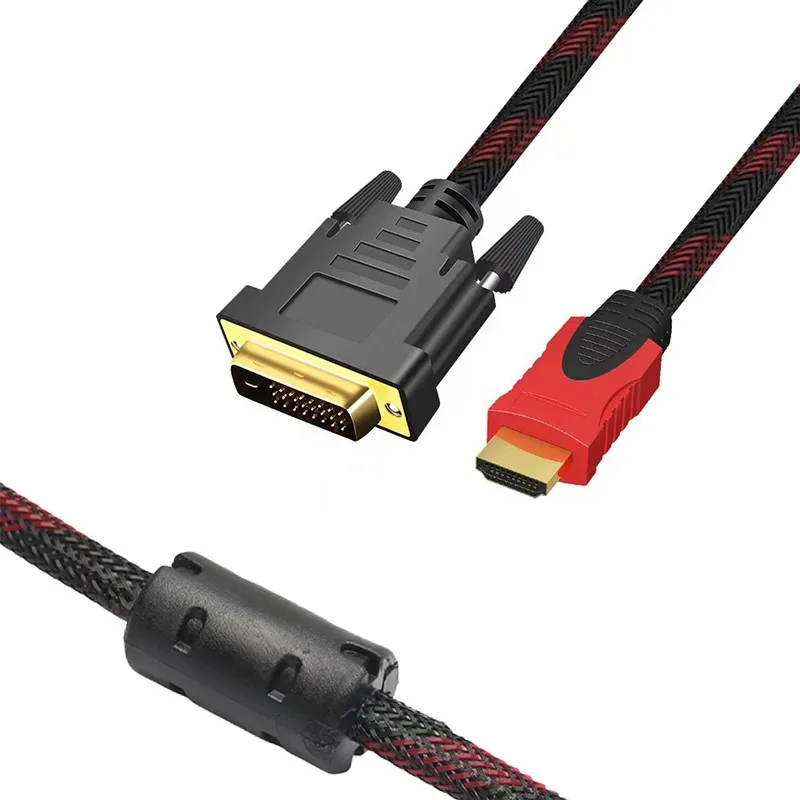 1.5M HDMI-compatible to DVI Cable DVI-D 24+1 Pin Adapter Cables for LCD DVD HDTV XBOX 1080P 3D High Speed DVI to Wire C5