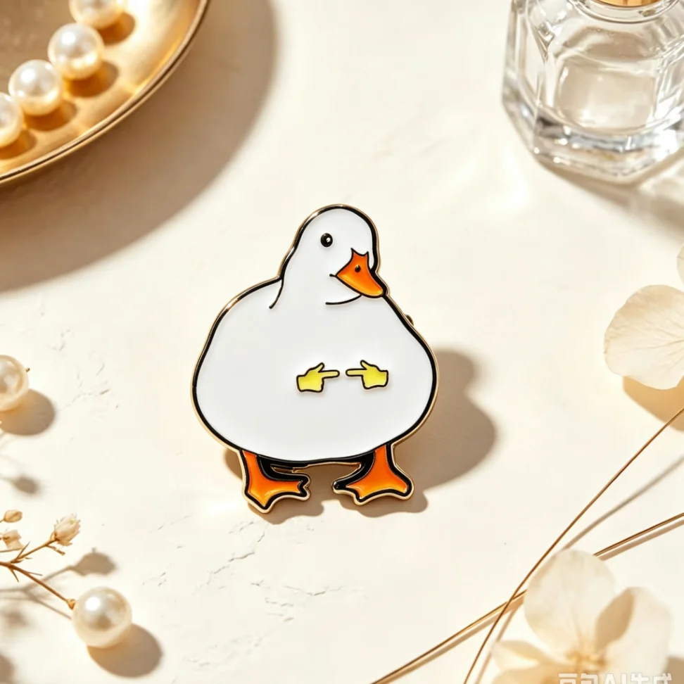 Funny Meme Duck Enamel Lapel Pin Brooch Cute Cartoon Goose Gesture Badge Backpack Clothing Decor Wholesale Jewelry Friend Gift