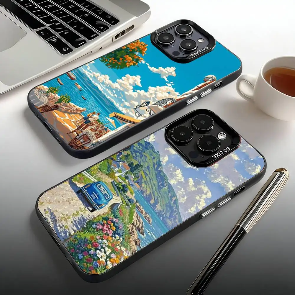 

Seaside Scenery Wine Lemon Phone Case For iPhone 17,16,15,14,13,12,11,Pro,Max,Plus,Mini,SE,Air Candy Matte Shockproof Cover