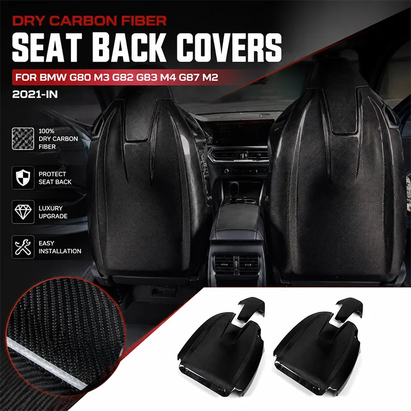 Dry Carbon Fiber Seat Back Covers Car interior Seat Backrest Decoration Panel Cover For BMW G80 M3 G82 G83 M4 G87 M2 2021-IN