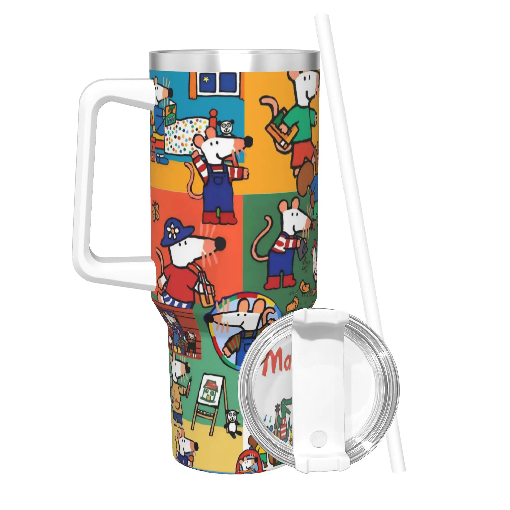 Maisy Mouse Tumbler 40oz Stainless Steel Double Wall Vacuum Insulated  Cup With Straw