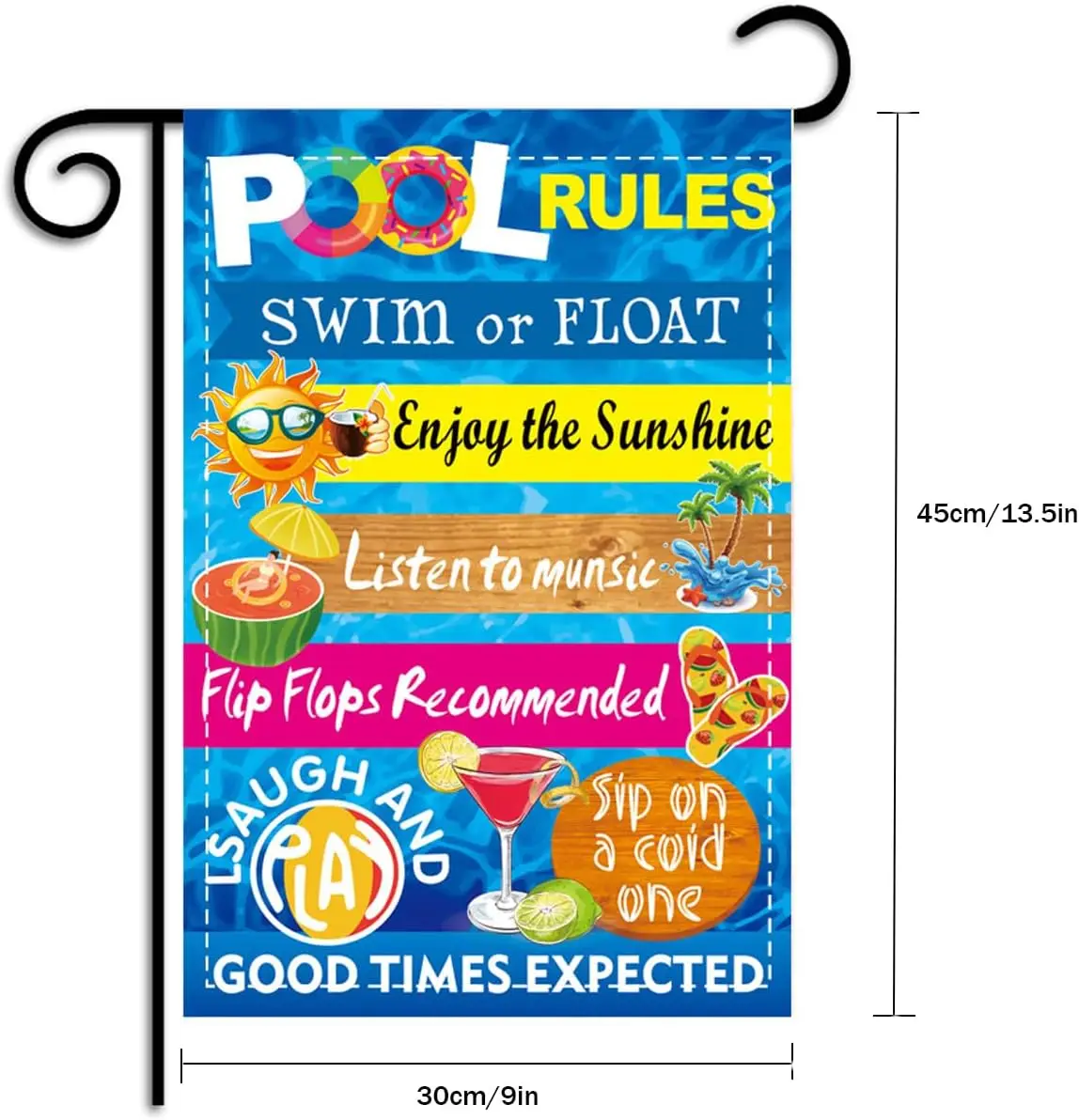 Summer Pool Garden Flag for Outside, Double Sided Pool Rules Signs, Yard Patio Deck Pool Decorations Outdoor for Swimming Pool P