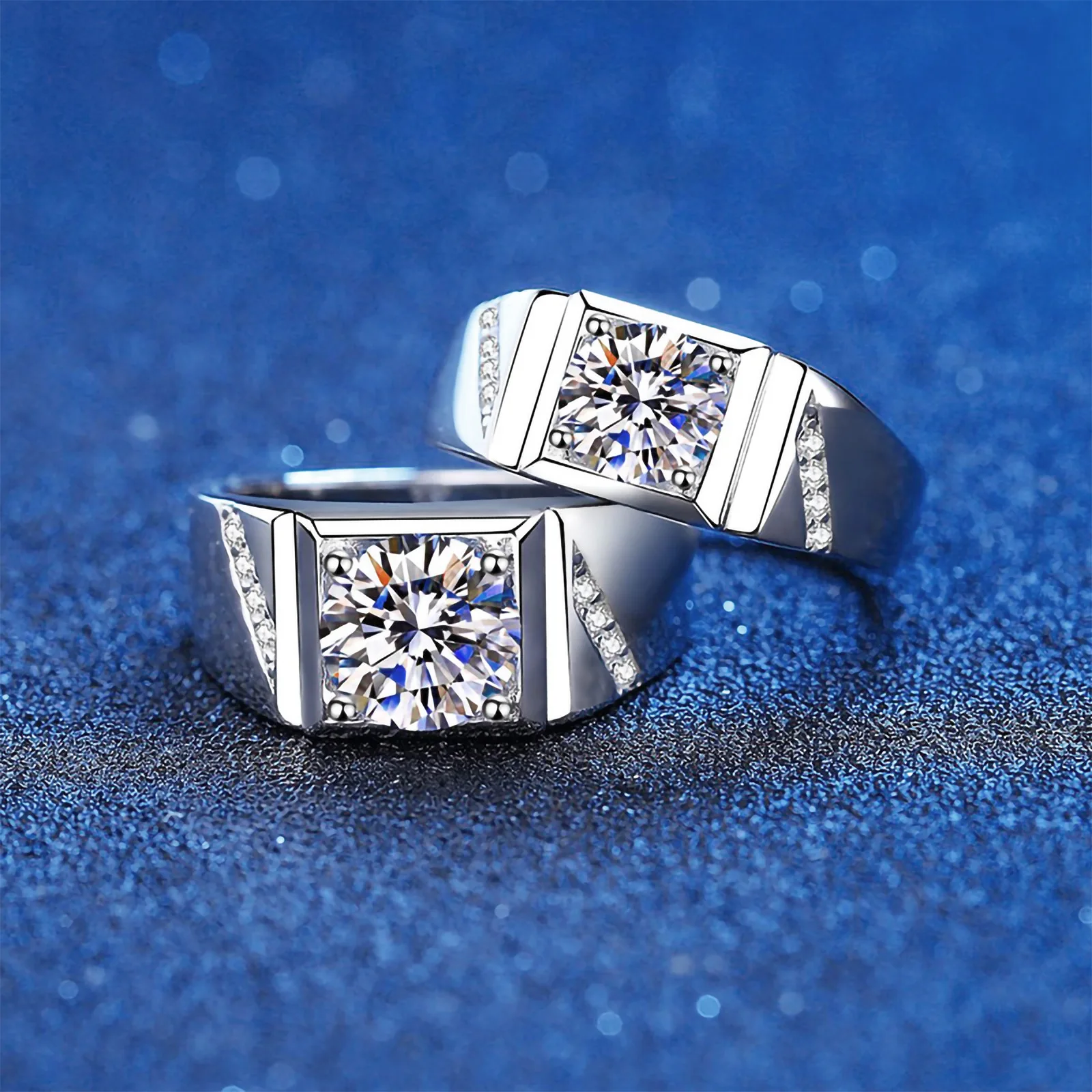 LioraGem Luxurious Moissanite Ring, 1-Carat Moissanite Minimalist Couple's Set Men's Rings Platinum PT950 Stamp