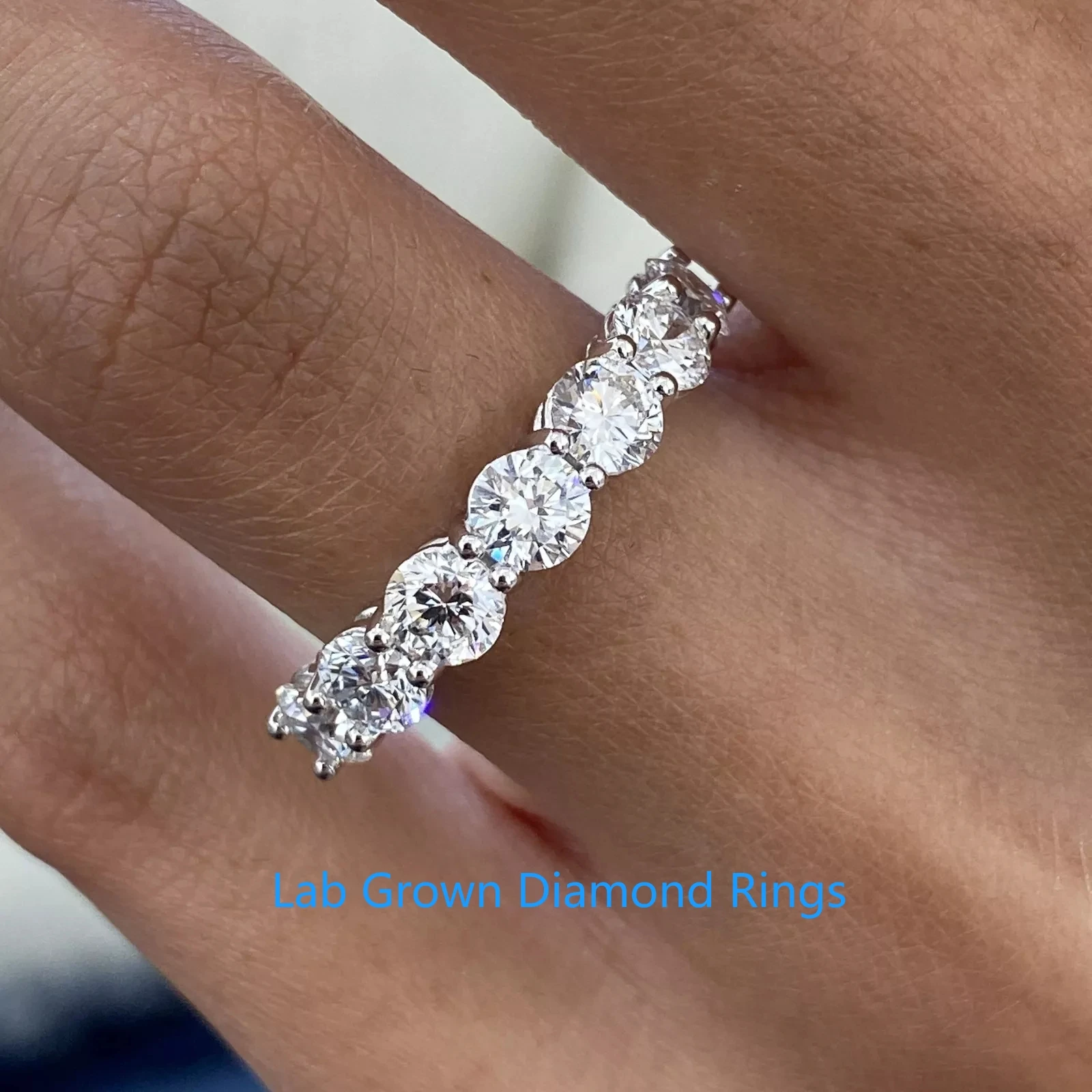

AEAW Round CVD HPHT Lab Grown Diamond 7 Stone Wedding Ring Platinum 950 2.1CTW DEF VS-VVS Wedding Band For Women