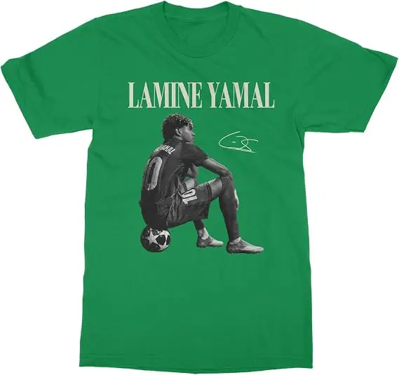 Fußball-inspiriertes Yamal-T-Shirt mit Yamal auf dem Ball, Unisex, Y2K, Yamal-inspirierte Jugend-Fußball-Sportbekleidung für Damen und Herren – Detail 10