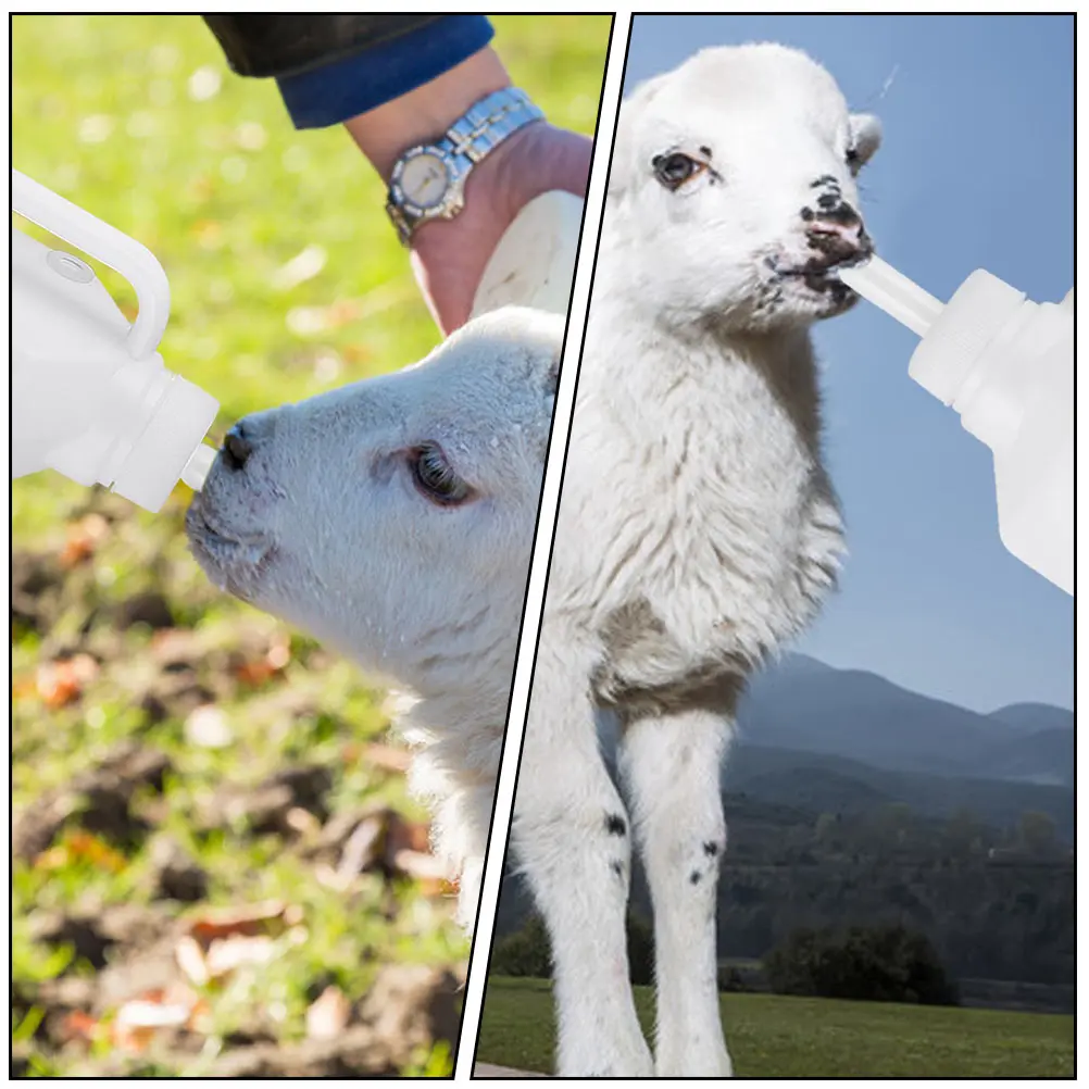 

2pcs Silicone Lamb Feeding Bottle Food Grade Pet Nursing Kit Durable Livestock Nurser Bottles For Piglet Calf Sheep Feeding