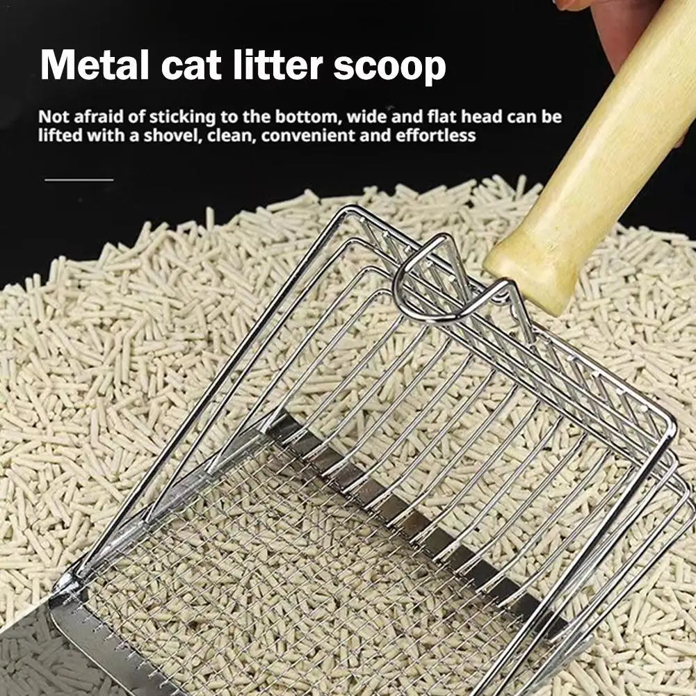 금속 고양이 쓰레기 특종 고양이 쓰레기 삽 나무 손잡이 녹슬기 쉬운 빨 수있는 새끼 고양이 쓰레기 특종 고양이 화장실 청소 삽 도구