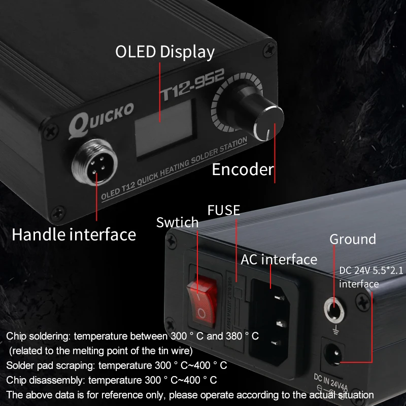 Chauffage rapide T12-STM32 thelstation fer à souder électronique OLED fer à souder numérique mis à la terre 952 appels mise à niveau ICKO