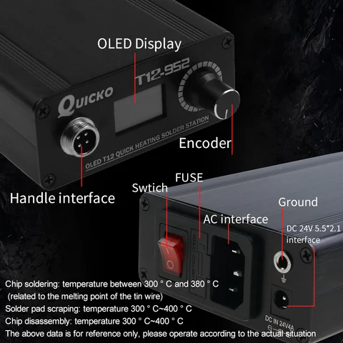 Паяльная станция QUECOO T12-STM32 с цифровым управлением и быстрой нагревом — внешний вид товара