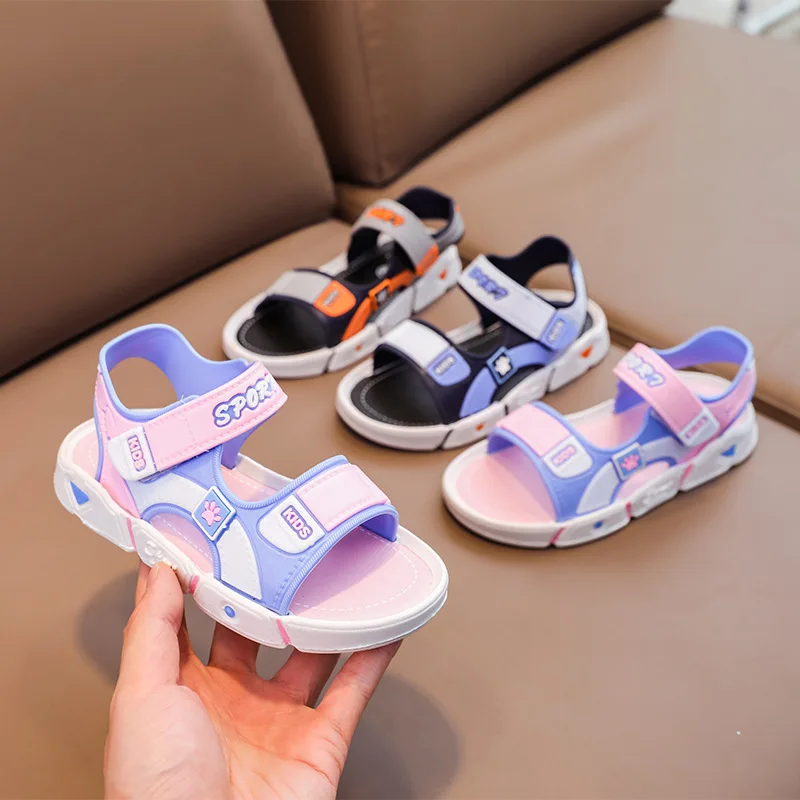 Children Sandals Summer Cartoon Soft Sole Anti Slip Boys Sandals Fashionable Girls Beach Shoes 4-10T Kid PVC Sandals