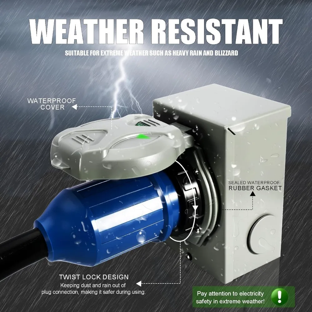 Generator Cord and Power Inlet Box,Twist Lock Connector