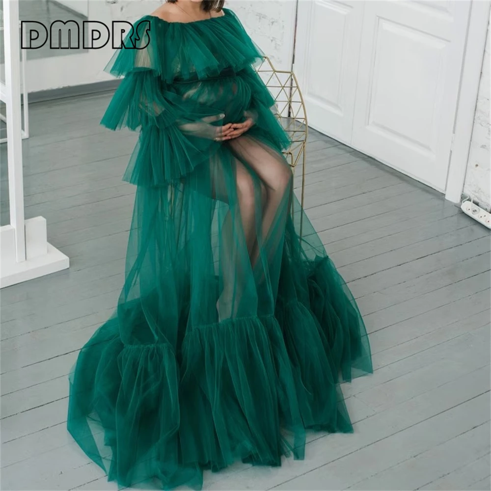 Abito premaman verde smeraldo per servizio fotografico abito da sposa Tulle Plus abiti formali da donna comodo abito da festa