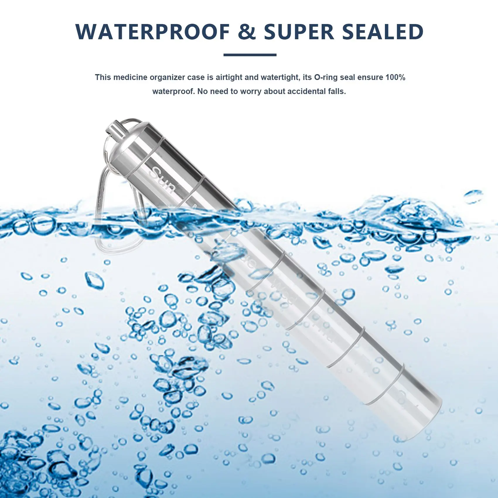 منظم صندوق حبوب الدواء المعدني، منظم حبوب الدواء لمدة 7 أيام، علبة دواء لحامل حبوب المفاتيح في حالات الطوارئ المقاومة للماء قطعتان