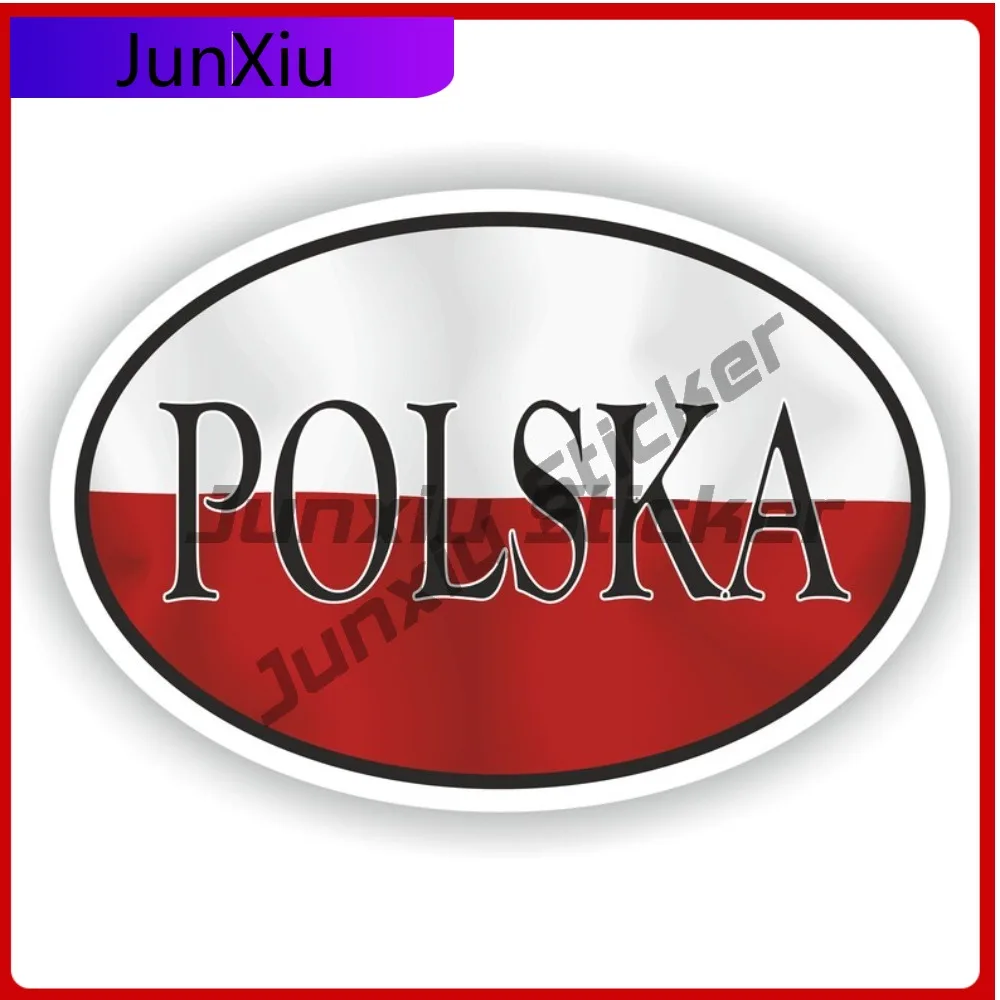

Polska Oval Sticker With National Flag Badge Sticker Decorative Scratch Cover Car Decoration Personalized Car Stickers Camper