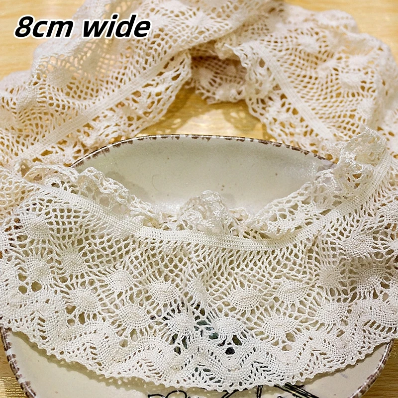 Widened Cotton Thread Embroidery Stretch Beige Lace DIY Clothes Skirts Home Textiles Bedding Underwear Pillows Sewing Materials