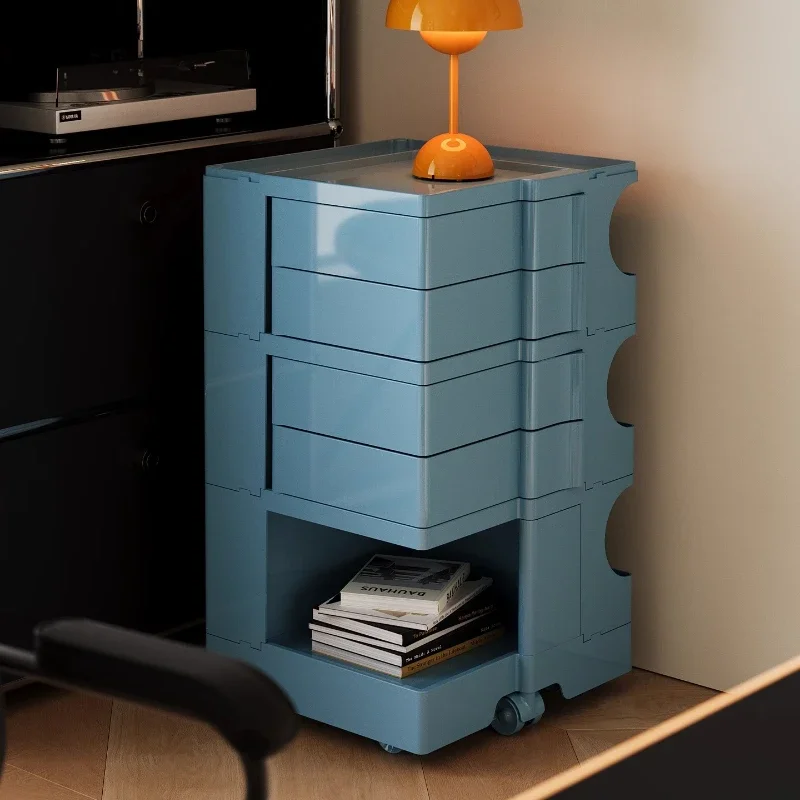 Movable snack cosmetics bedside storage cabinet, multi-functional rotating storage rack