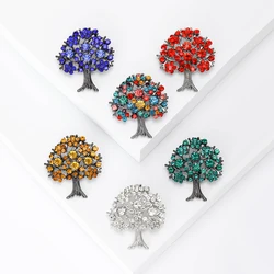 Classic Rhinestones Creative Life Trees Brooches for Women Unisex Plants Pins Banquets Party Gifts Jewelry Accessories