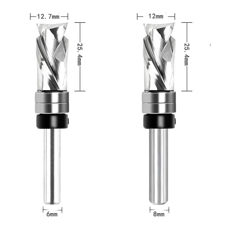 Handle diameter 6/8mm, spiral trimming groove cutter, overall tungsten steel material woodworking milling cutter