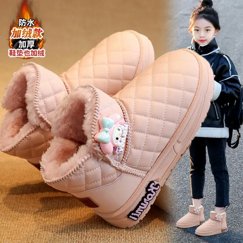 Sanrios Cotton Boots Cute Cartoon Kuromi Winter Girl Keep Warm Anime Figure Soft Comfortable Kawaii Cartoon Child Shoe