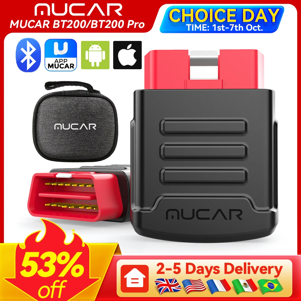 MUCAR BT200/BT200 Pro OBD2 Alat Diagnostik Sistem Penuh Mendiagnosis Minyak SAS Reset Alat Otomotif untuk Semua Mobil