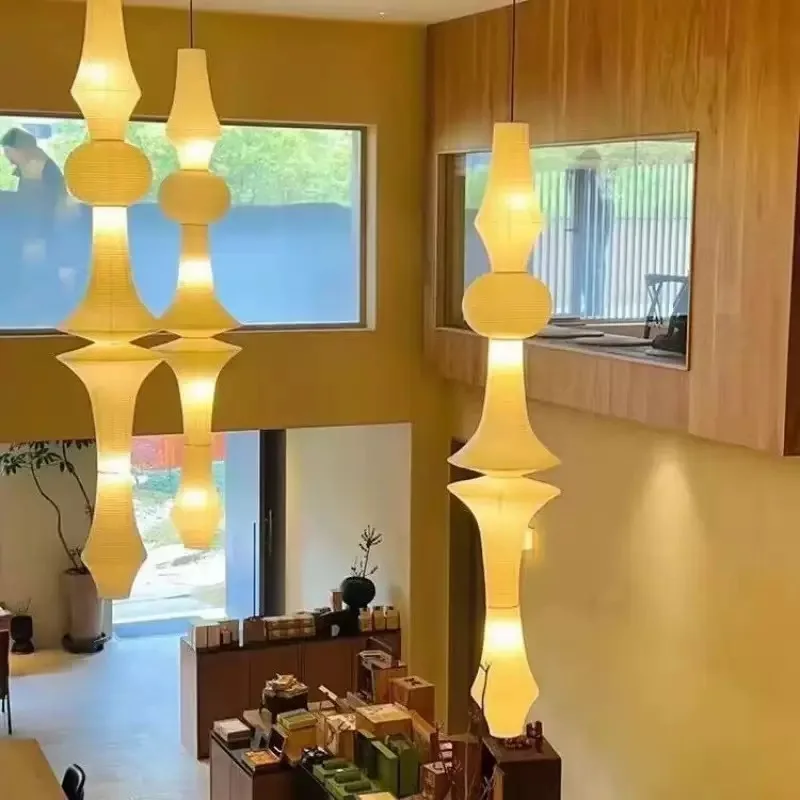 Japanese Wabi Sabi LED Paper Pendant Lights Ball Shaped Bedroom Clothing Store Xuan Paper Retro Pendant Lamp