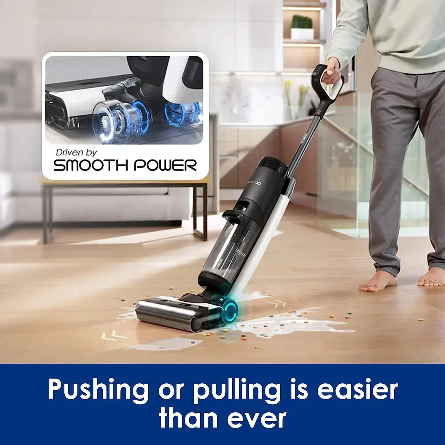 Tineco Smart Cordless Floor Cleaner Wet Dry & Mop for Hard LCD Display Great for Sticky Messes and Pet Hair Centrifugal Drying O