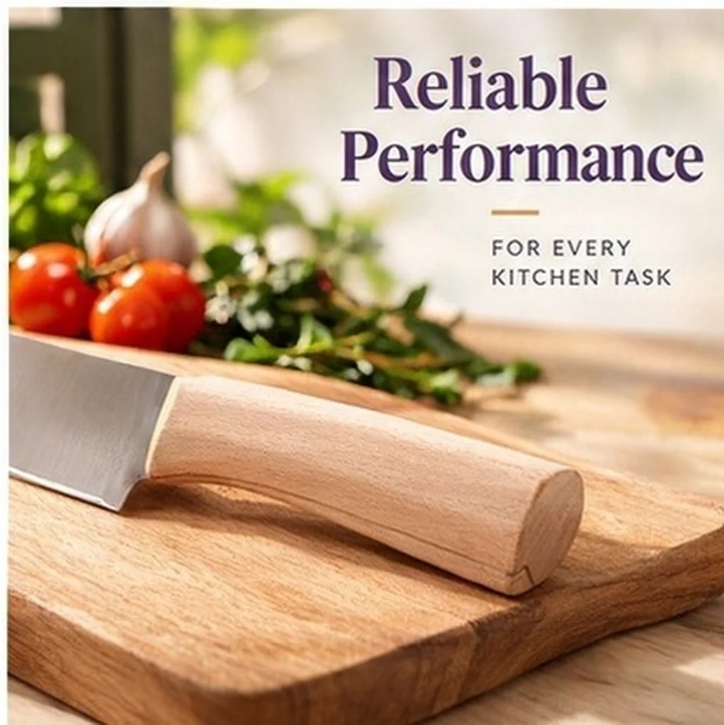 2Pcs Beech Wood Knife Handle Replacement for Kitchen Knives Comfortable Anti-Slip Wooden Handle Repair Kit Japanese Chef